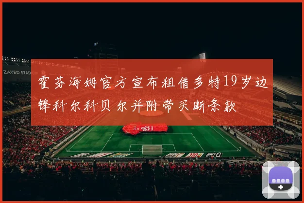 霍芬海姆官方宣布租借多特19岁边锋科尔科贝尔并附带买断条款